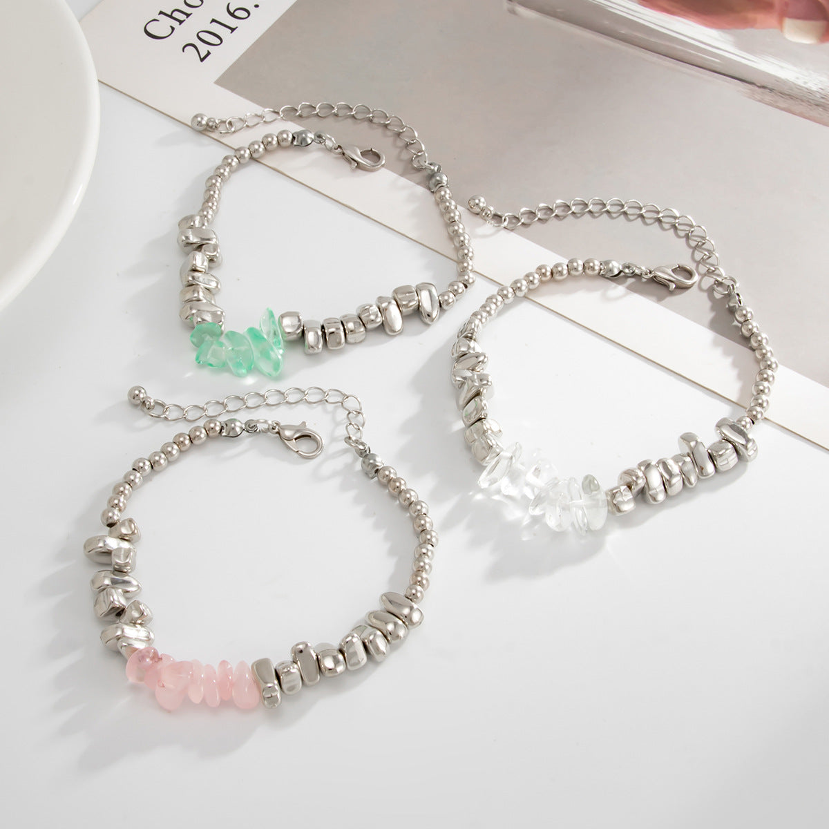 Sweet Minimalist Geometric Oval CCB Acrylic Plated Bracelet for Women