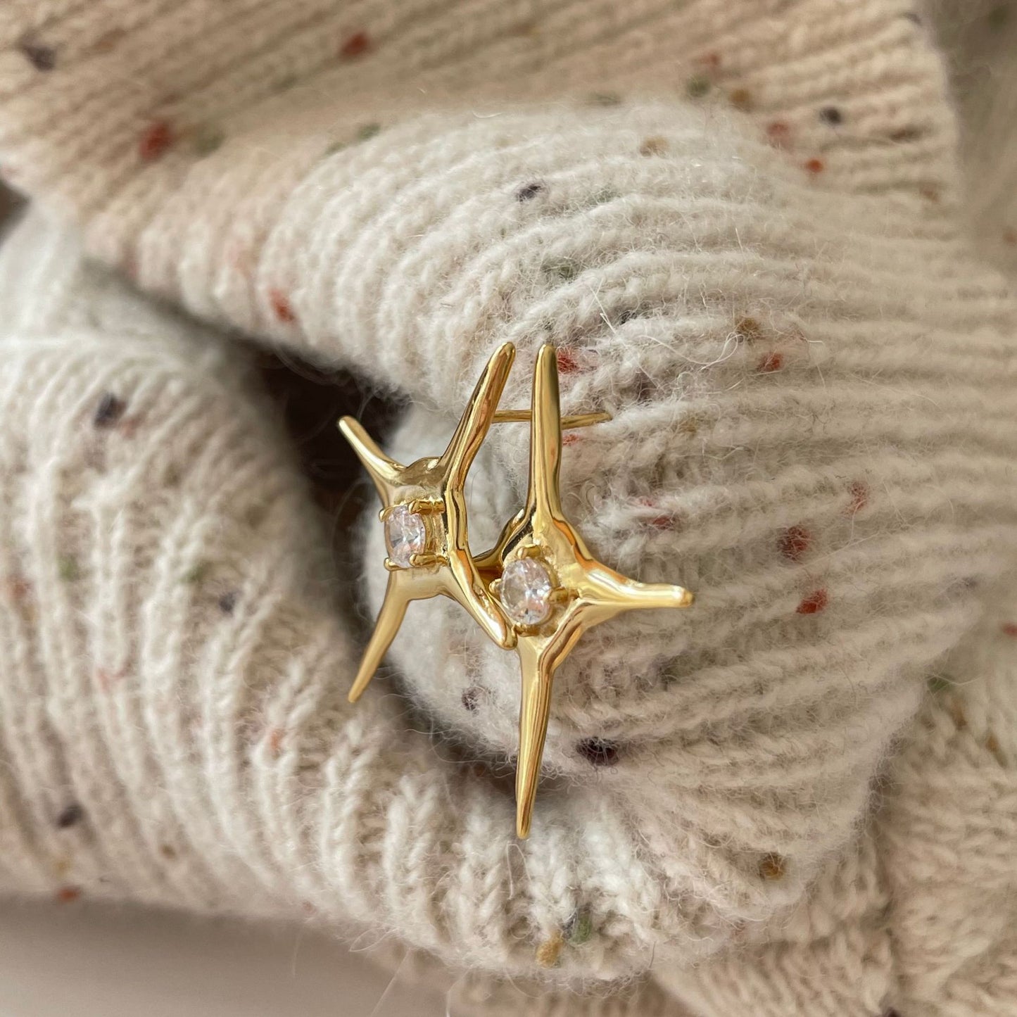 Orecchini pendenti a stella minimalisti in argento sterling 925 da donna con intarsio in perla