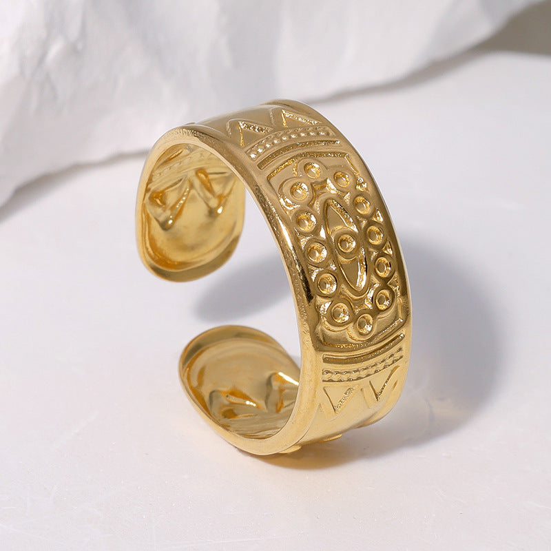 Personalized Evil Eye Open Ring 18K Gold Plated Stainless Steel Fashion Jewelry Unisex