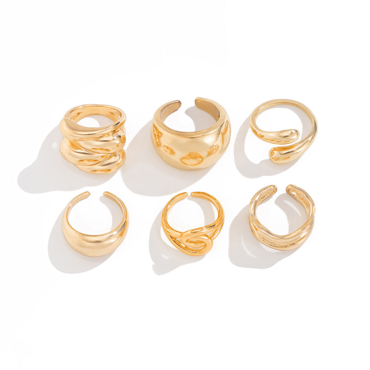 Anello Aperto Minimalista Geometrico in Lega con Design a Linea Fluida e Finitura Placcata da Donna