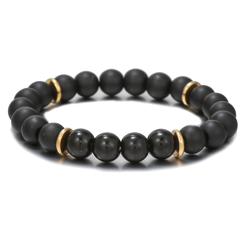 Exotic Ethnic Minimalist Black Agate Handmade Beaded Bracelet Unisex