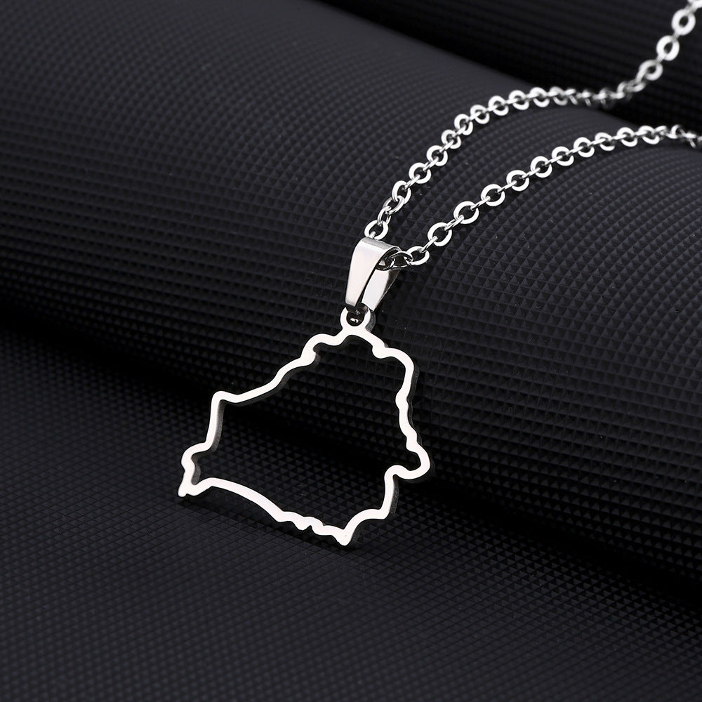 Collar de acero de titanio con colgante geométrico minimalista ahuecado con baño de oro en cadena tipo O para unisex