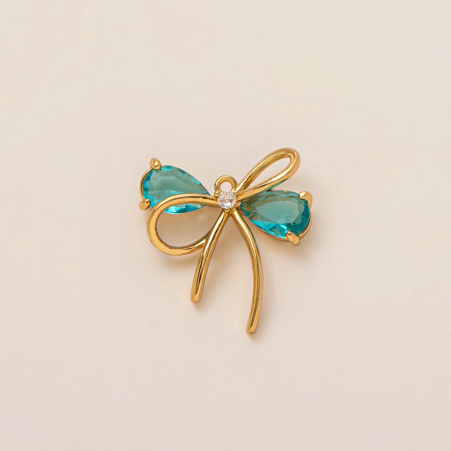 Luxury 18K Gold Plated Brass Heart Bow Geometric Pendant