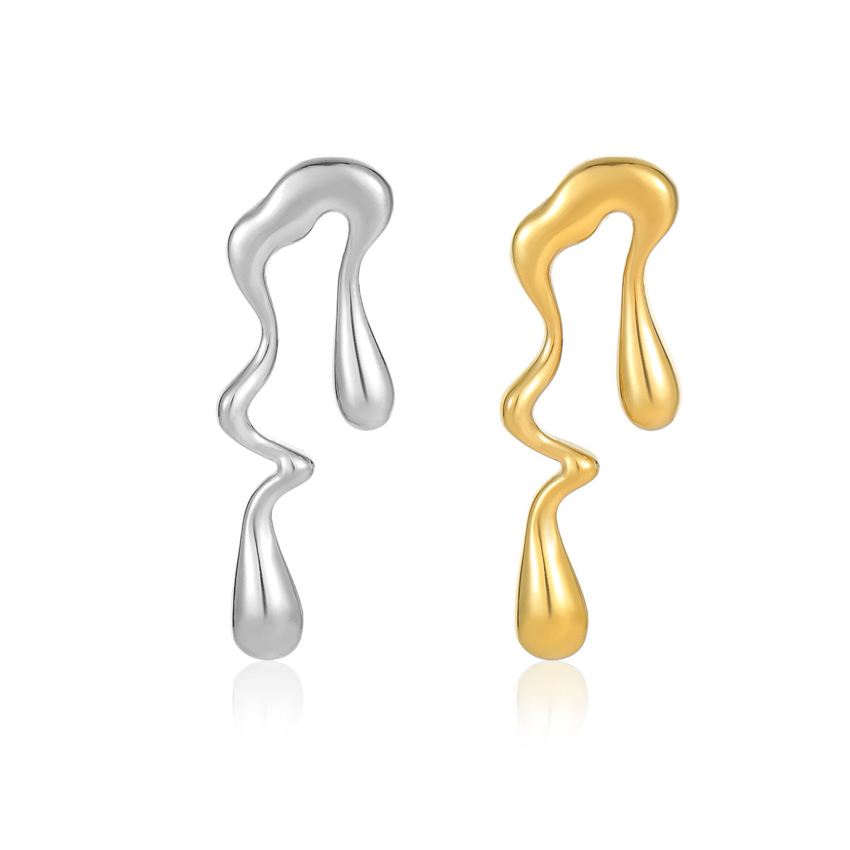 Orecchini da donna alla moda in acciaio inossidabile a forma di goccia d'acqua con placcatura in oro e design geometrico