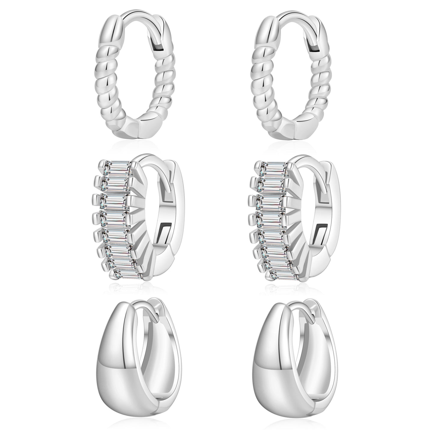 Gold Plated Brass Geometric Round Hoop Earrings with Cubic Zirconia for Women