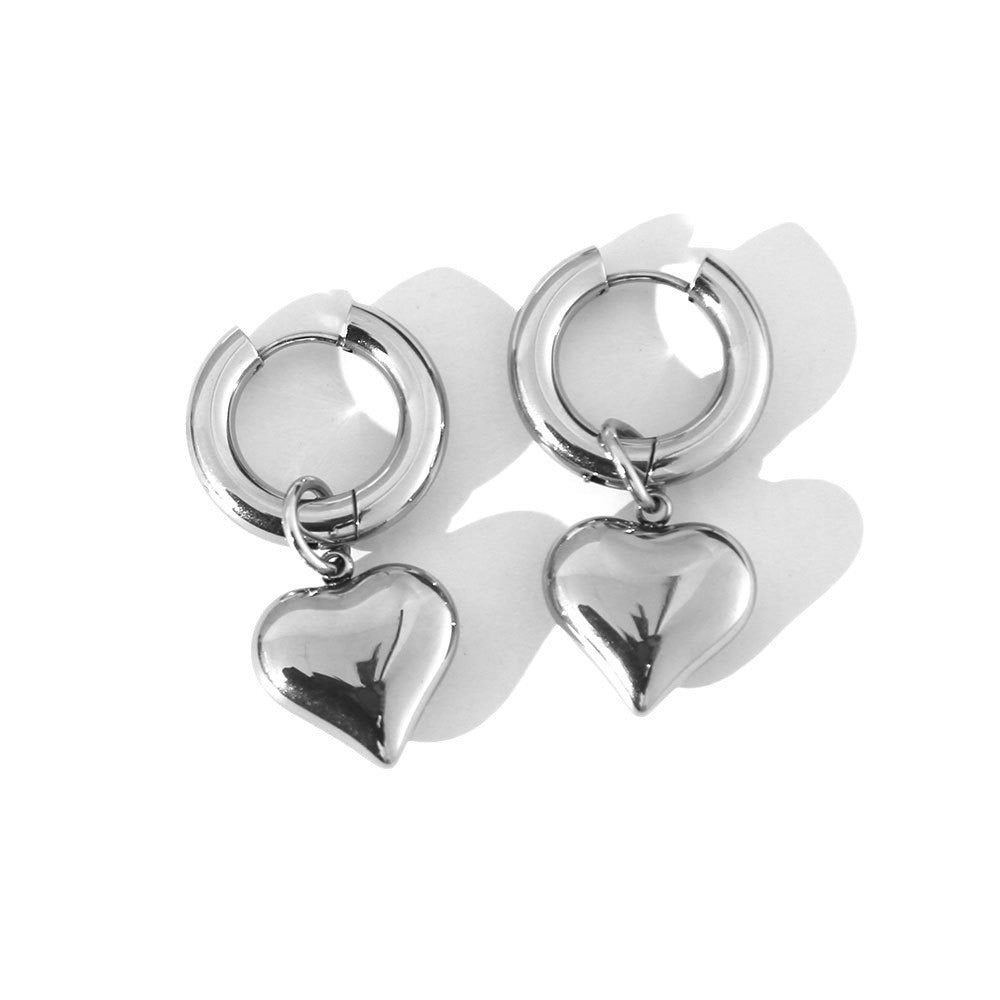 Pendientes minimalistas de acero de titanio con gancho francés y colgante de corazón desmontable, joyería de lujo electrochapada para mujer