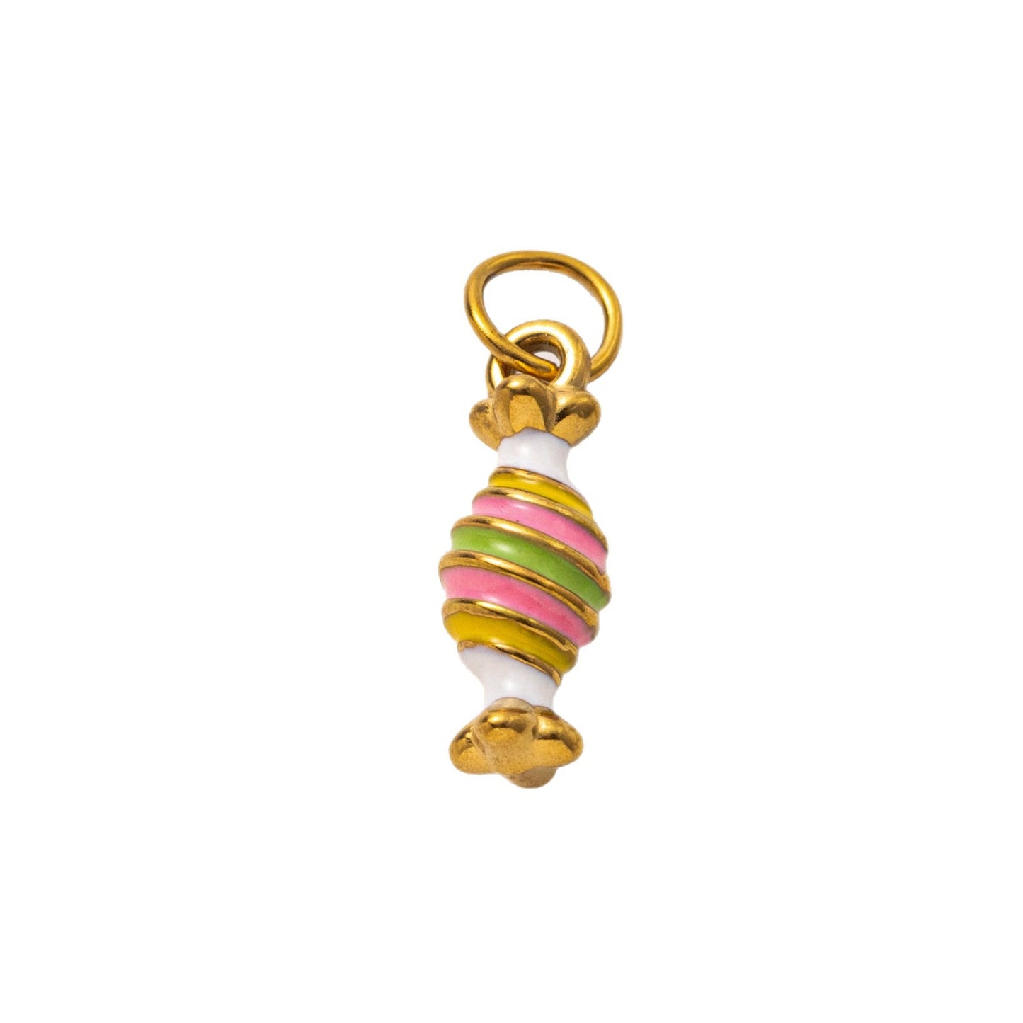 Vintage 18K Gold Plated Stainless Steel Strawberry Charm Bar for Women
