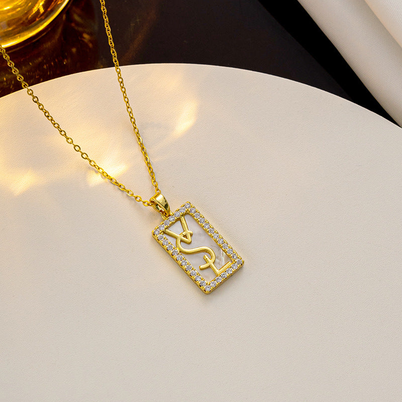 Collana Minimalista con Ciondolo a Cuore, Fiocchi e Strass in Acciaio al Titanio Placcato su Catena a O