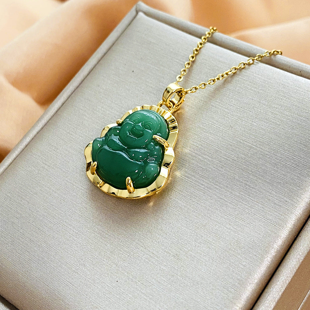 Collana Minimalista da Donna in Acciaio al Titanio a Goccia con Finitura Elettroplaccata e Catena a Maglie O