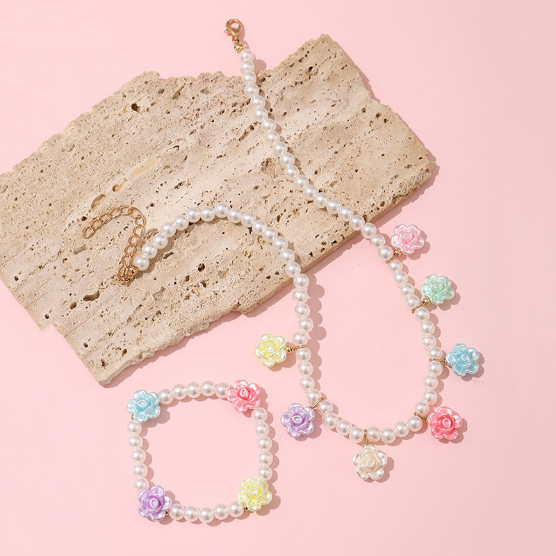 Set di collane con ciondoli a forma di fiocco, ciliegia, uva, frutta e stella marina in resina per bambine con catena di perline