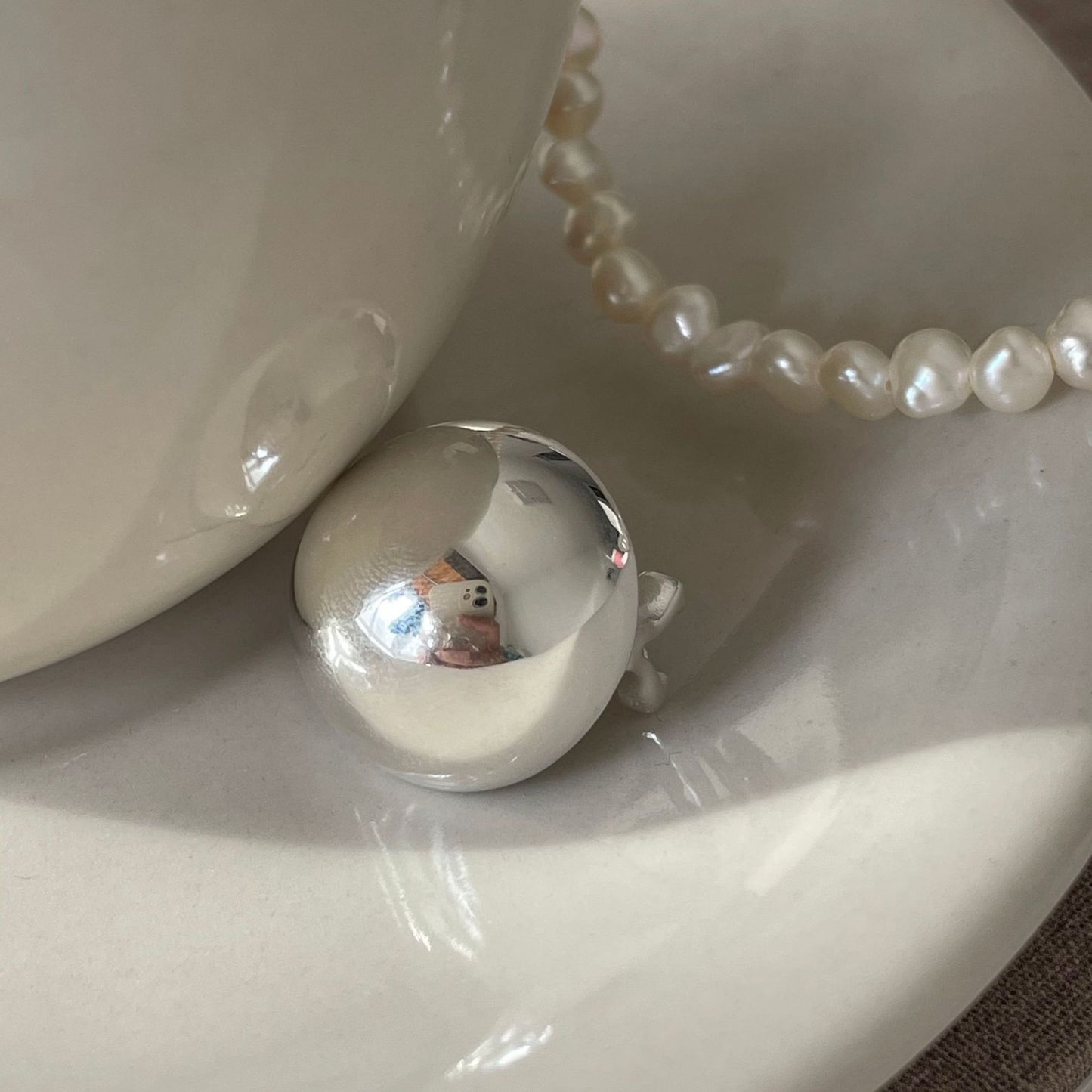 Minimalist Geometric Round Ball Shape S925 Sterling Silver Ear Cuffs for Women with Electroplated Finish