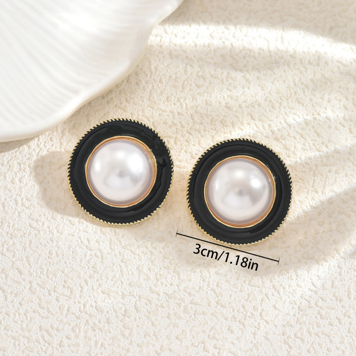 Orecchini a Perno Minimalisti Geometrici con Perle in Lega di Zinco con Lavorazione a Intarsio per Donna
