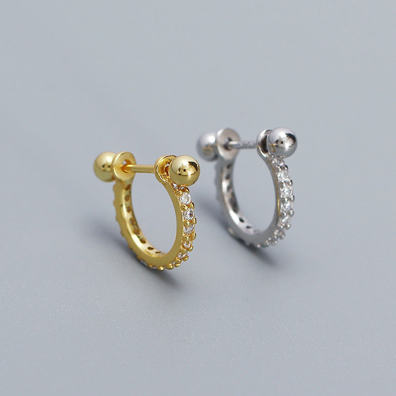 Orecchini a Cerchio Geometrici con Zirconi Cubici in Argento Sterling 925