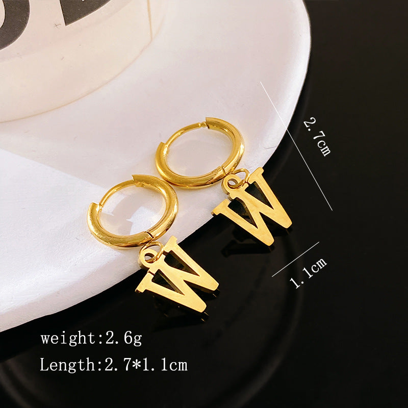 Minimalist Luxury Letter Brass Plated Earrings with Stainless Steel Posts for Women