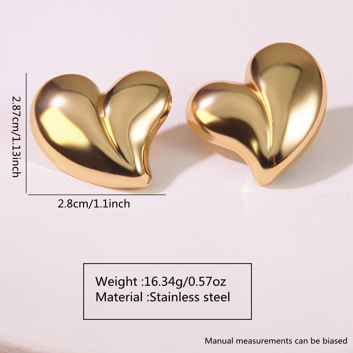 Vintage Luxury Heart Shaped Stainless Steel Stud Earrings for Women