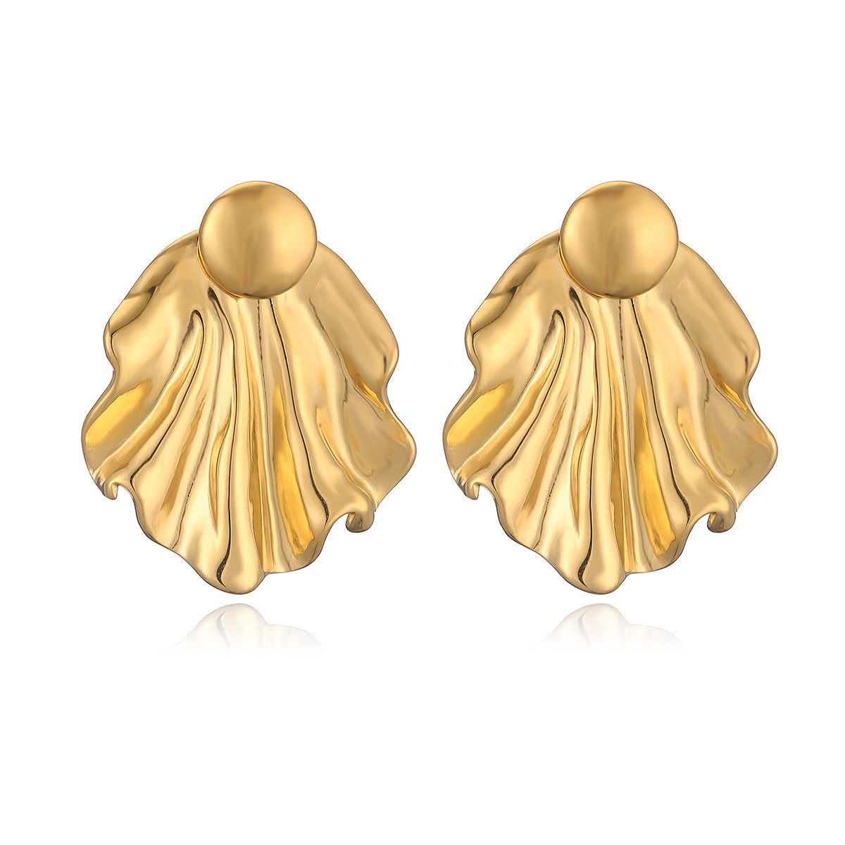 Geometric Stainless Steel Ear Studs for Women with 18K Gold Plating, Irregular Modern Fashion Earrings
