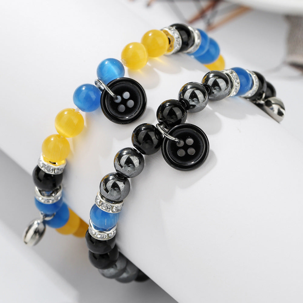 Handmade Geometric Round Stone Bracelet for Unisex