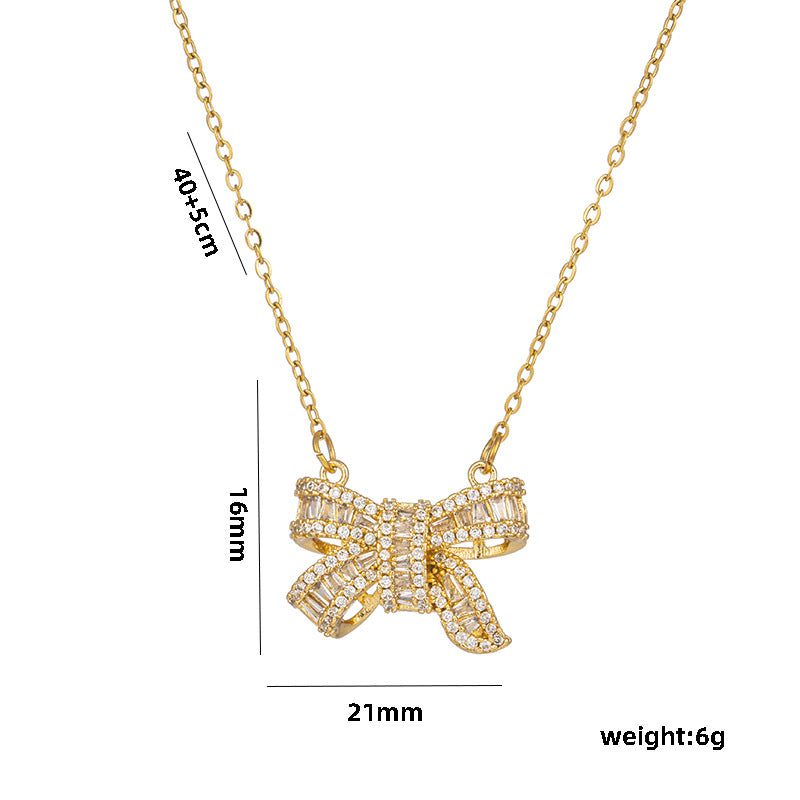 Collar Minimalista de Acero de Titanio con Forma de Lazo y Acabado Chapado para Mujer, Delicada Cadena para Clavícula