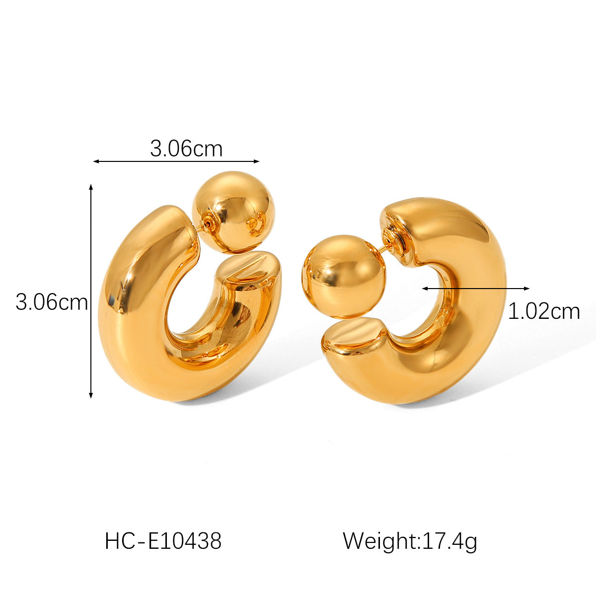 Minimalist Geometric Round Stainless Steel Stud Earrings with Plating Finish for Women