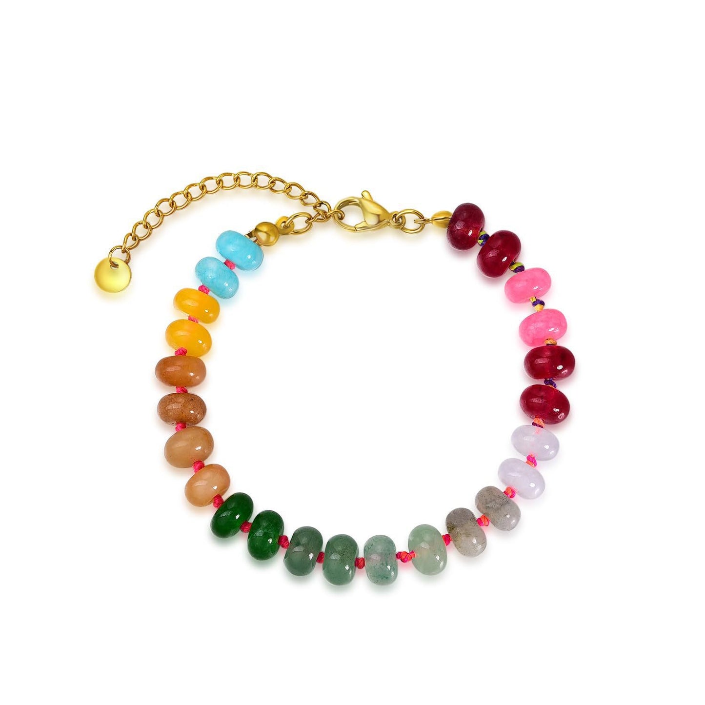 Elegant Natural Stone Beaded Stainless Steel Bracelet for Women