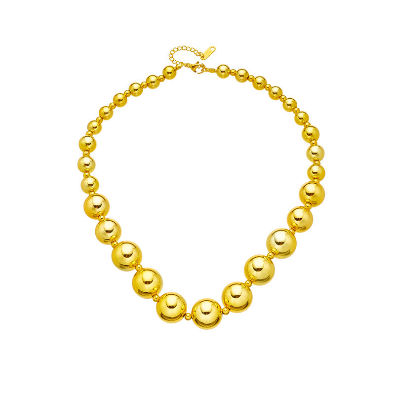 Collana con perline in acciaio al titanio minimalista geometrica alla moda allungabile alla clavicola con finitura galvanica