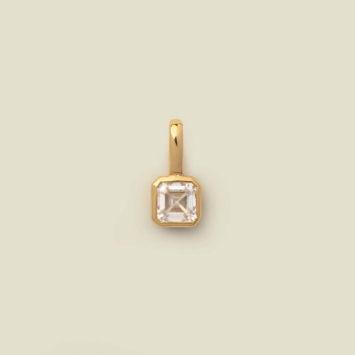 Minimalist Square Titanium Steel Gemstone Pendant with Cubic Zirconia Inlay Charm Bar for Women