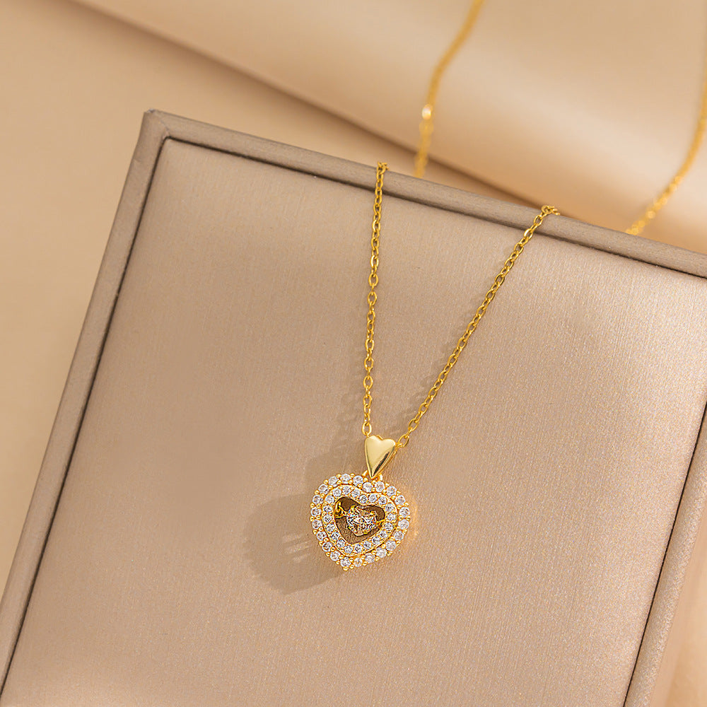 Minimalist Geometric Titanium Steel Necklace for Women with Gold Plating Locket Chain Fashion Accessory