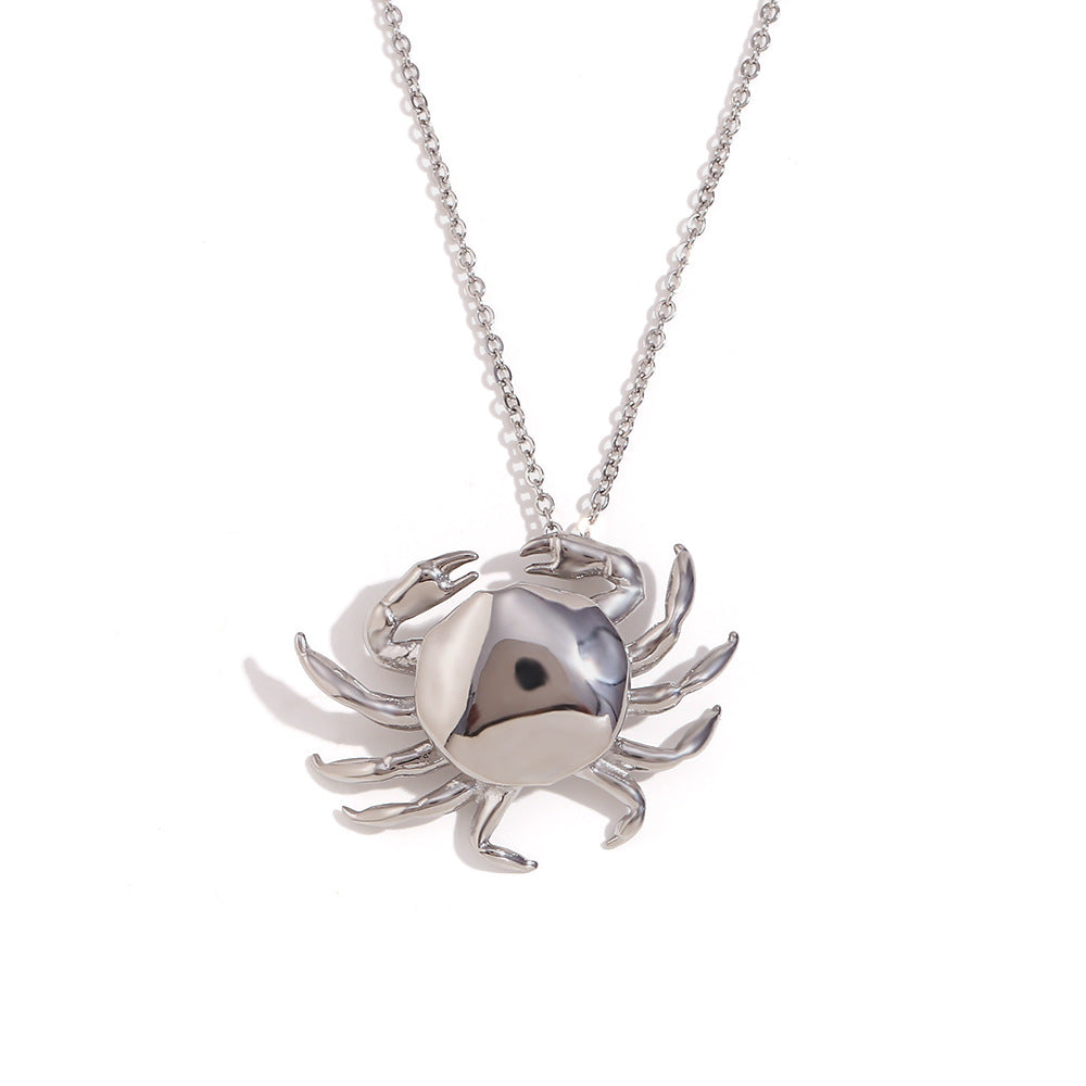 Elegante collar con colgante de cangrejo para mujer en acero inoxidable con baño de oro de 18 quilates