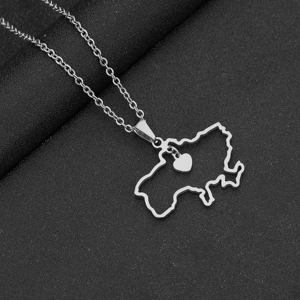 Collana con ciondolo geometrico etnico vintage da donna in acciaio inossidabile e titanio con finitura placcata, catena a O