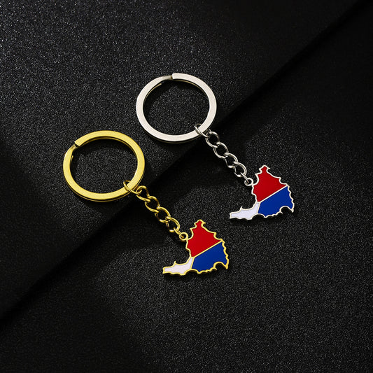 Llavero colgante de esmalte estilo étnico vintage para hombres y mujeres, accesorio de acero de titanio
