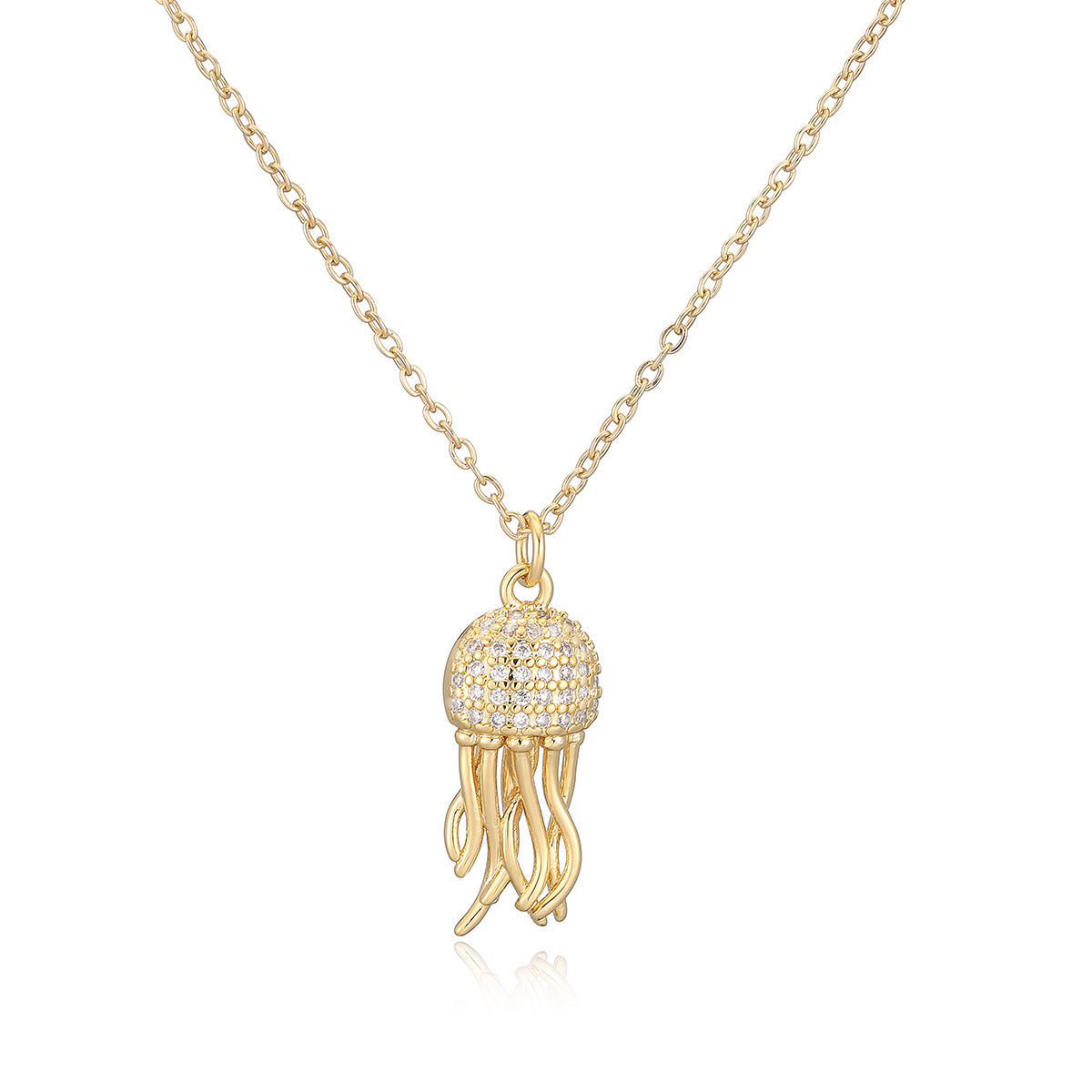 Minimalist Gold Plated Geometric Seahorse and Octopus Pendant Necklace for Women