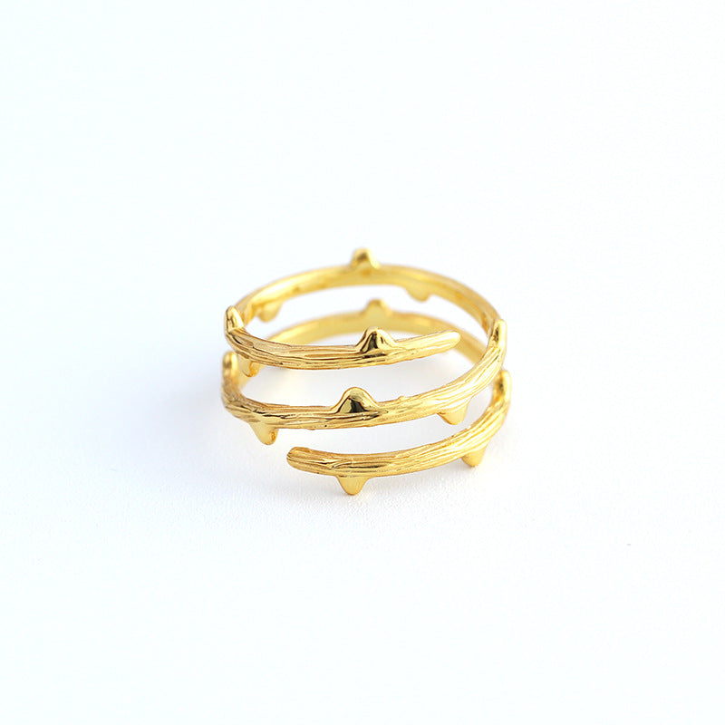 Sweet Minimalist 925 Sterling Silver Geometric Floral Plated Open Ring