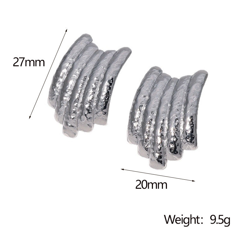 Vintage Geometric Stainless Steel Ear Studs for Women with 18K Gold Plating