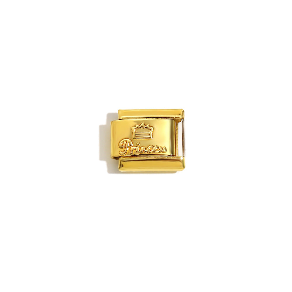 Elegant 18K Gold Plated Drip Oil Square Stainless Steel Charm Bar for Women