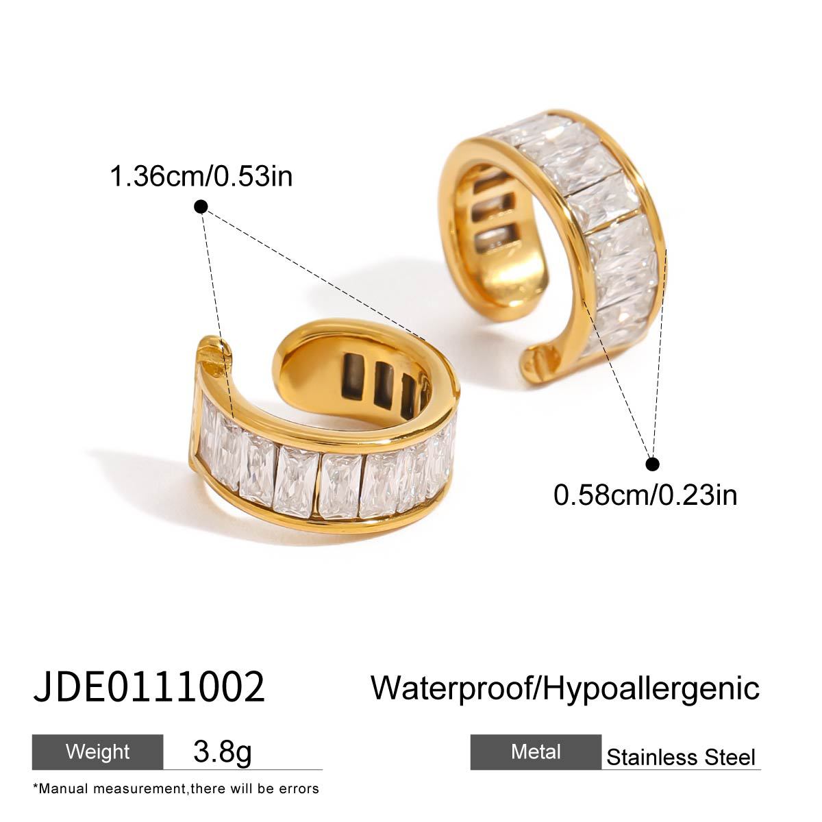 Elegant Geometric Stainless Steel Plated Stud Earrings with Cubic Zirconia for Women