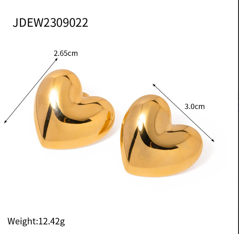 18K Gold Plated Geometric Round Stainless Steel Stud Earrings for Women