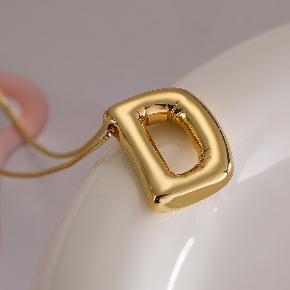 Minimalist Irregular Geometric Letter Balloon Pendant Necklace for Women