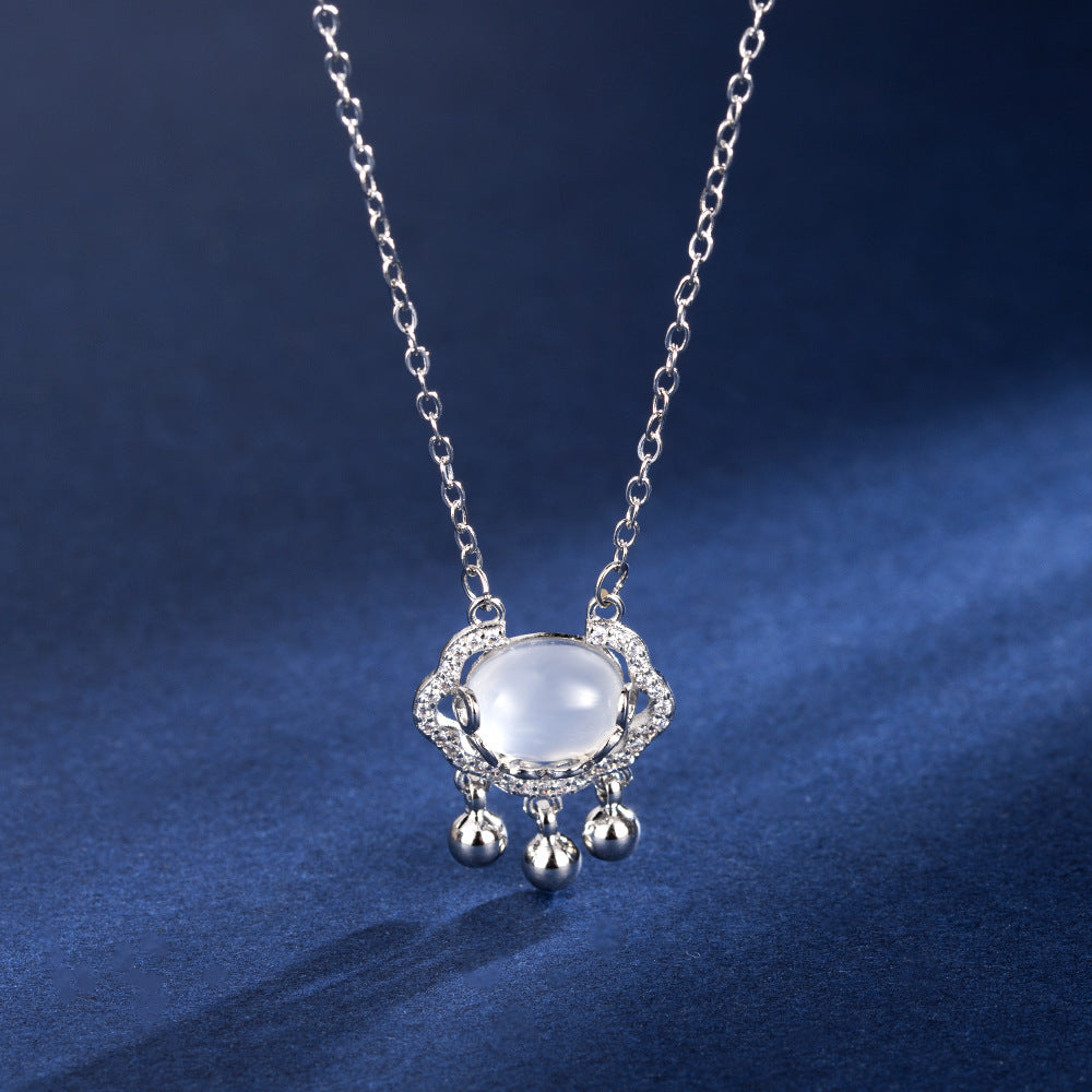 Collana Originale da Donna con Catena a Serpente in Acciaio al Titanio Geometrico e Intarsi in Strass