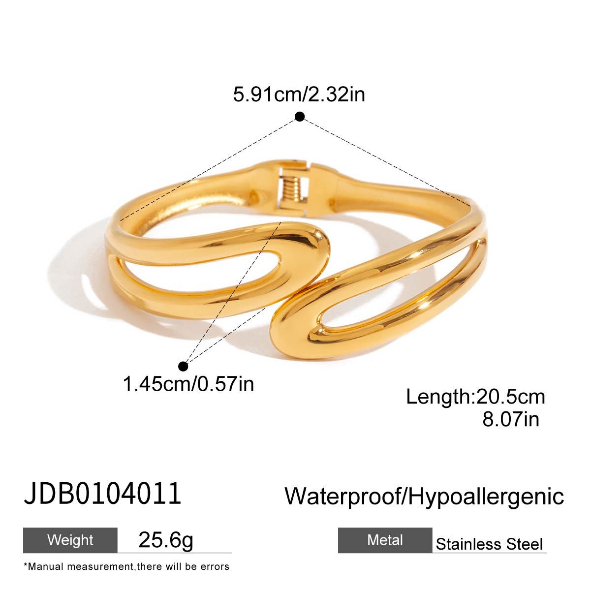 Geometric Stainless Steel Plated Open Cuff Bracelet
