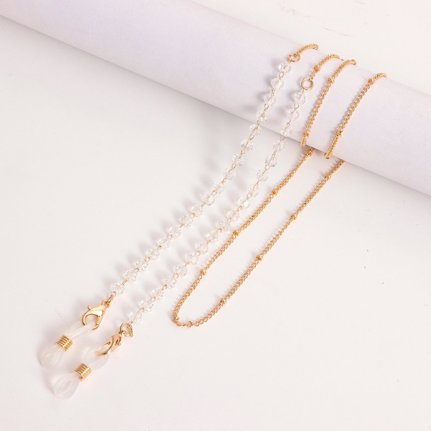 Fashion Colorful Crystal Inlaid Alloy Glasses Chain Mask Holder