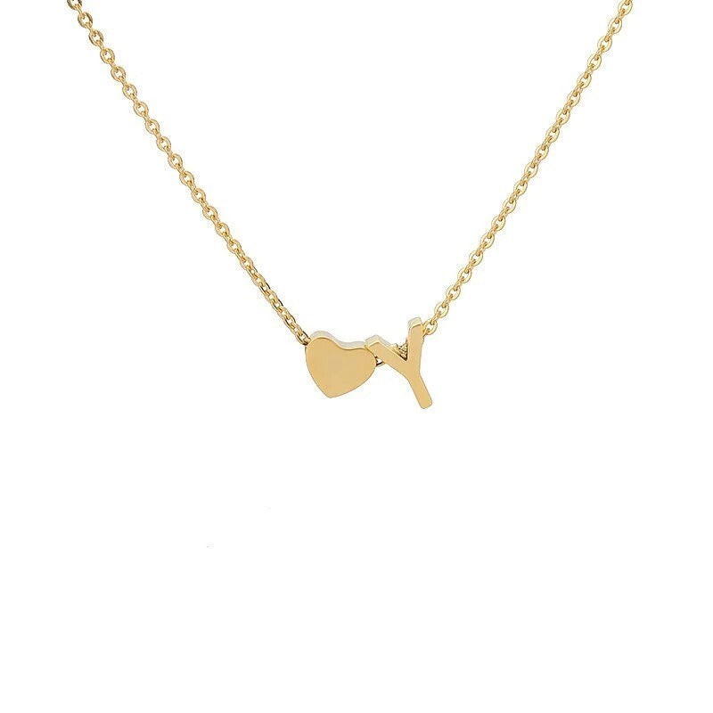 Collana Minimalista con Ciondolo a Cuore in Acciaio Inossidabile, Charms in Acciaio al Titanio e Finitura Placcata per Uomo e Donna