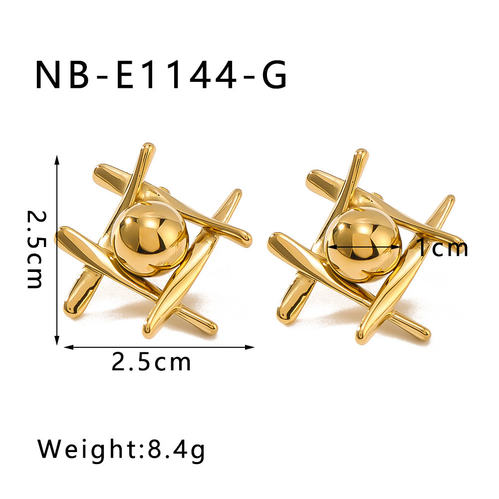 Orecchini Ipoallergenici Minimalisti Geometrici in Acciaio Inossidabile con Placcatura Sottovuoto in Oro 18K da Donna
