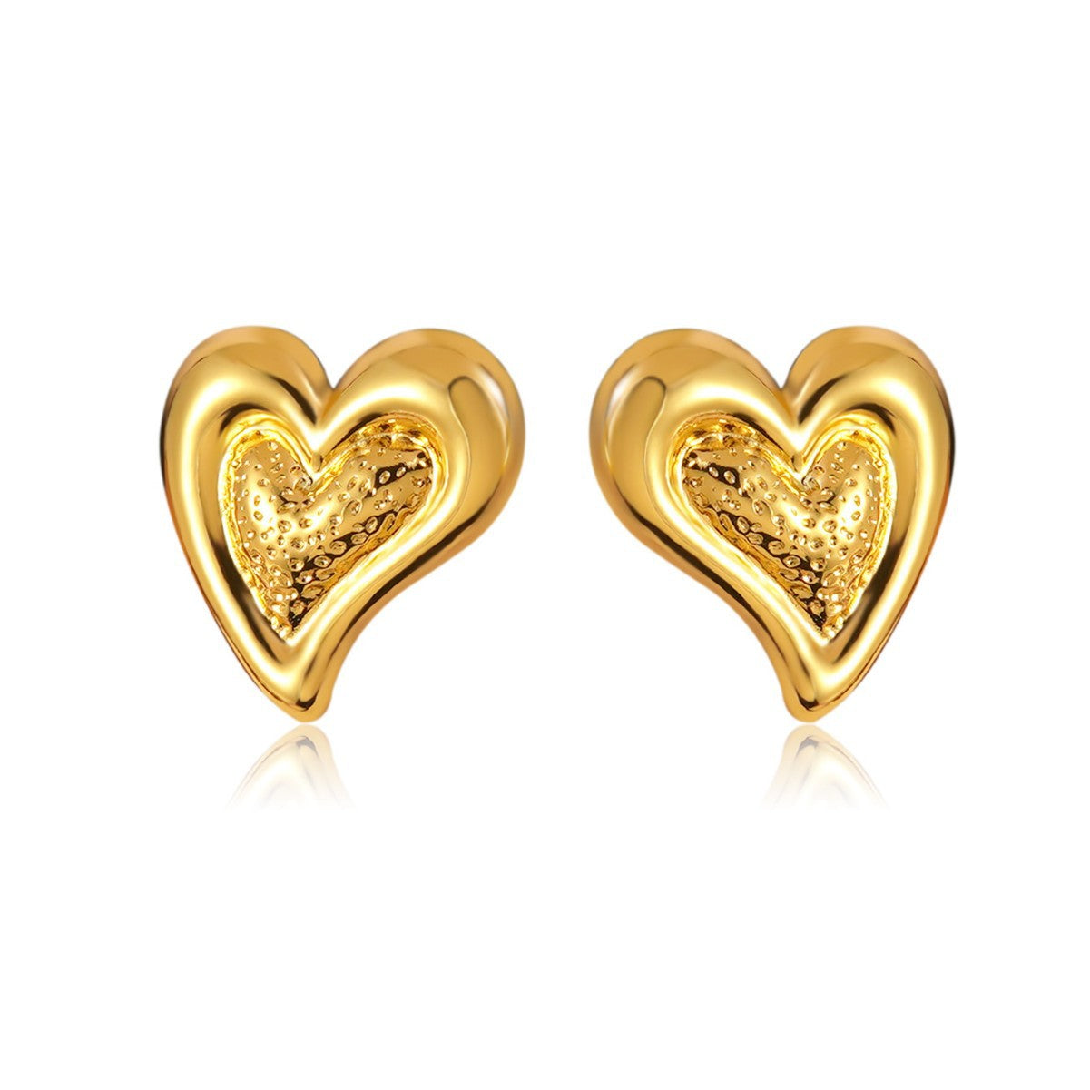 Orecchini vintage in acciaio inossidabile placcato a forma di cuore irregolare da donna