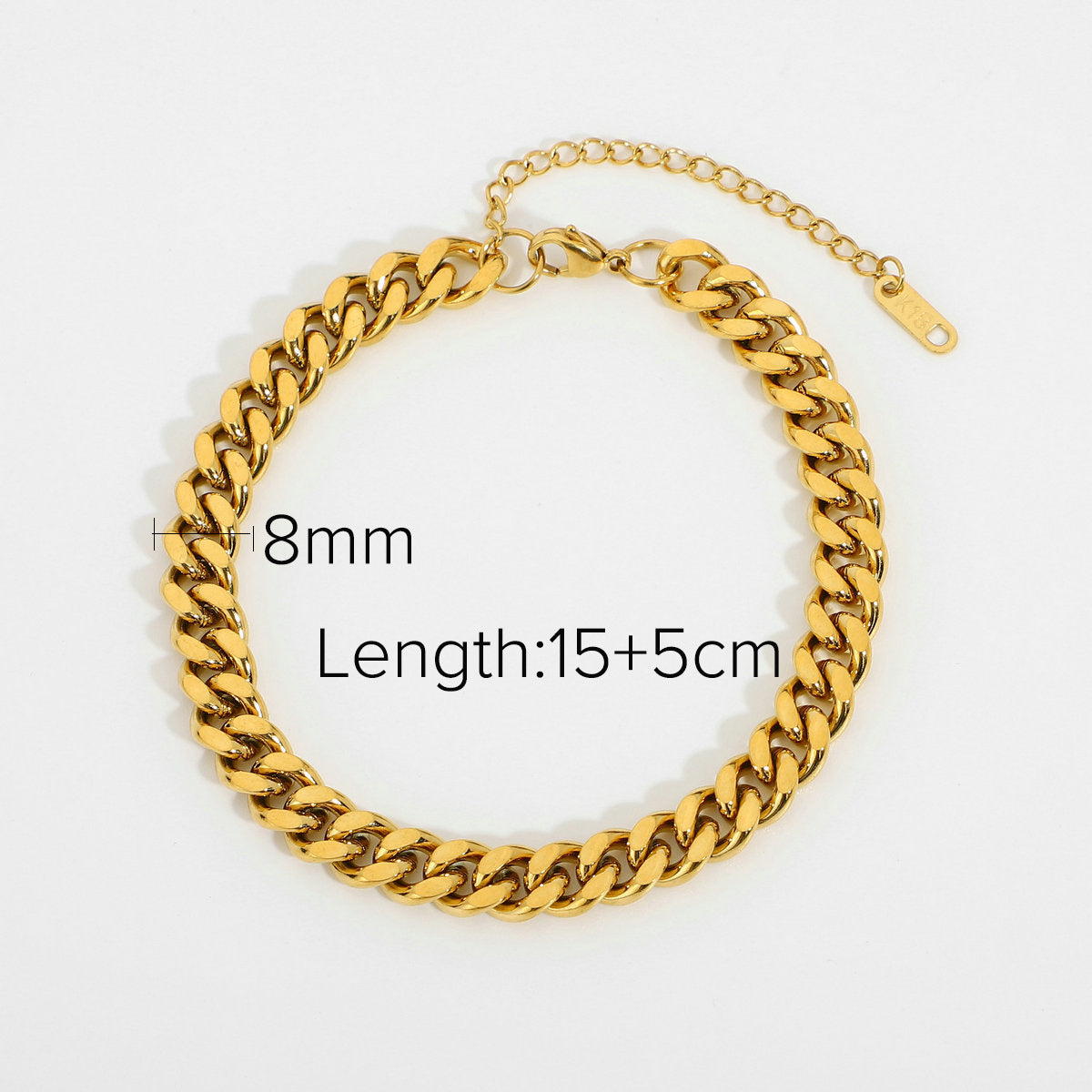Vintage Geometric Plated Stainless Steel Cuban Link Chain Bracelet for Women
