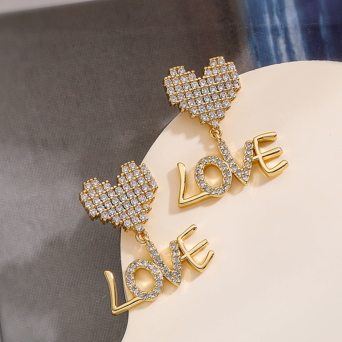 Minimalist Heart-Shaped Gold-Plated Copper Stud Earrings with Zircon Accent for Women