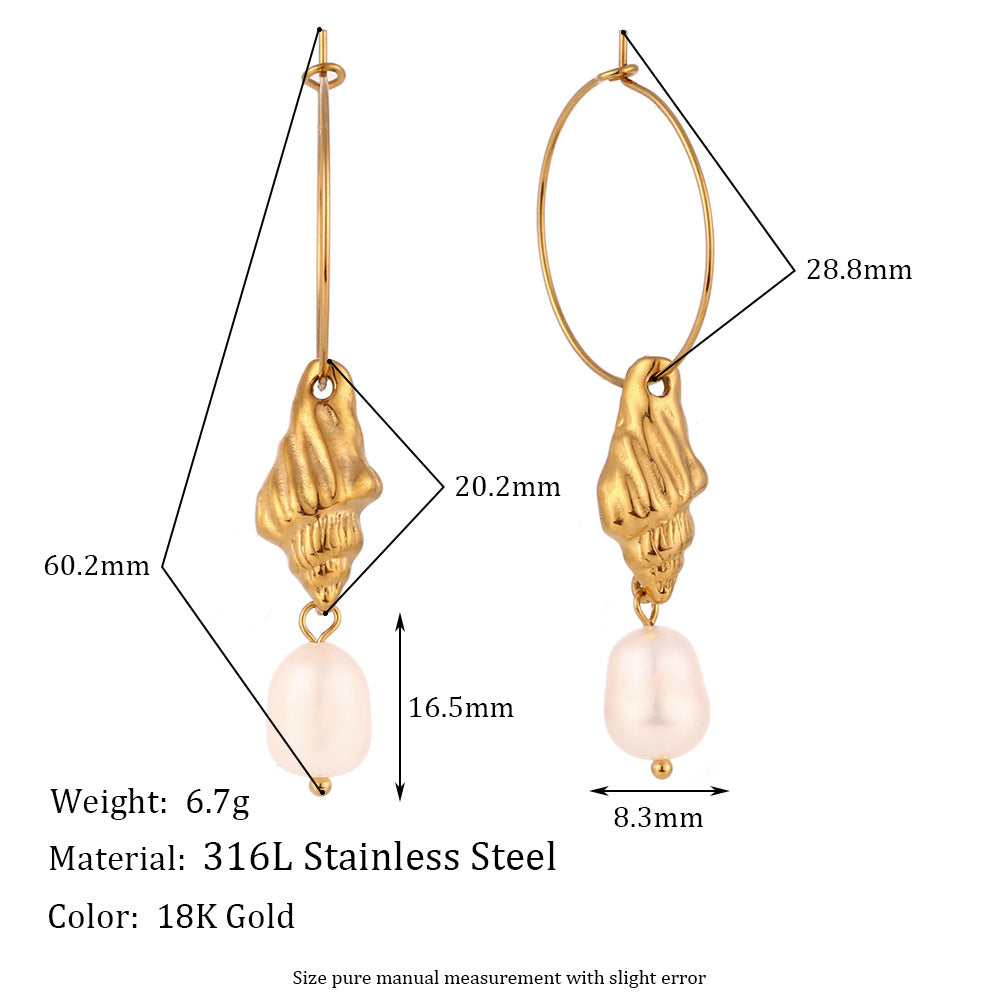 Vintage Geometric Stainless Steel Earrings with 18K Gold Plating for Women