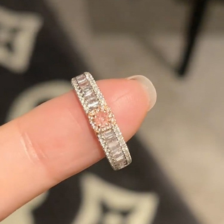 Anello elegante e geometrico ispirato alle perle con intarsio in zircone da donna, anello minimalista alla moda da dito indice, gioielli di lusso per le mani