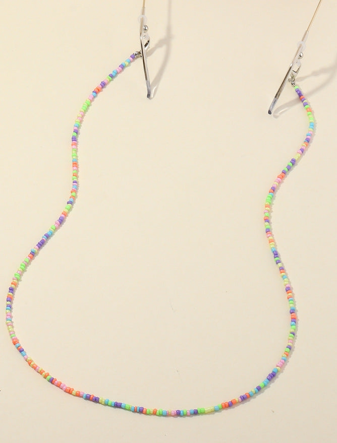 Collar con correa de cuentas de vidrio de colores mezclados creativos para máscaras y gafas infantiles, collar unisex