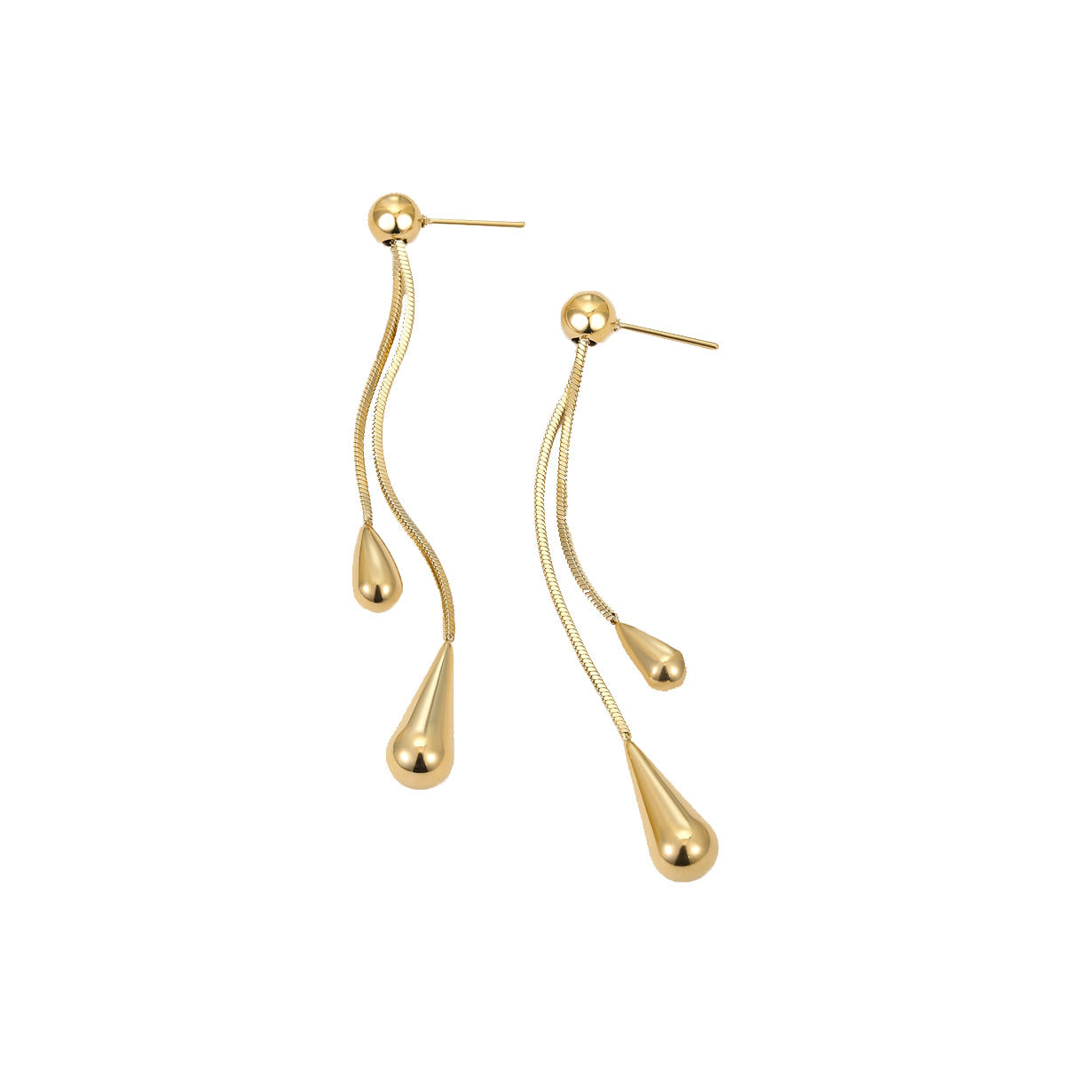 Pendientes Minimalistas Retro de Acero Inoxidable con Forma de Gota para Mujer con Acabado Chapado
