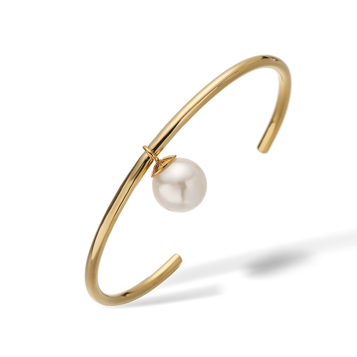 Minimalist Irregular Pearl Pendant Bracelet for Women in Stainless Steel with 18K Gold Plating